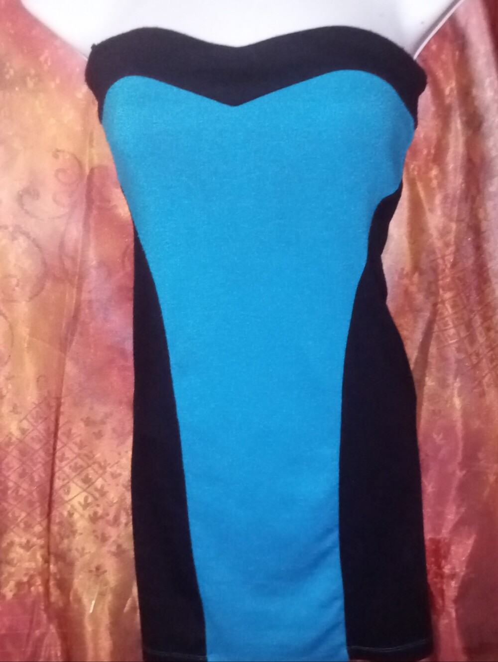 Forever 21 Bright Blue and Black Strapless Bodycon Dress